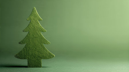Minimalistic green tree shape on monochromatic background.の素材