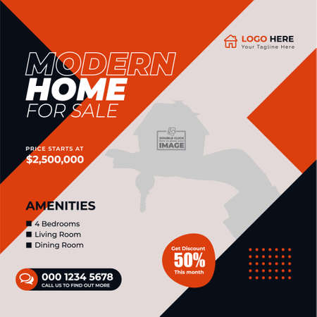 Modern Real Estate Social media post template Designのイラスト素材