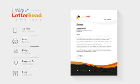 Print for  letterhead flyer business corporate newest trendy professional unique newsletter magazine single poster templateのイラスト素材
