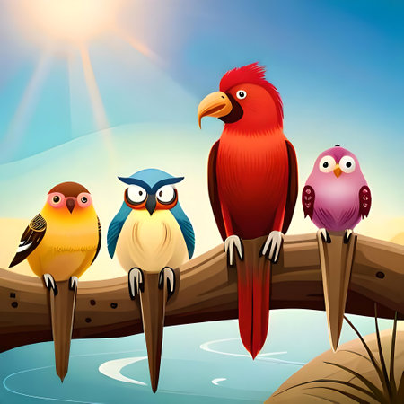 Colorful Bird design incredibly detailed, sharpen details highly realistic professional photography lightiの素材