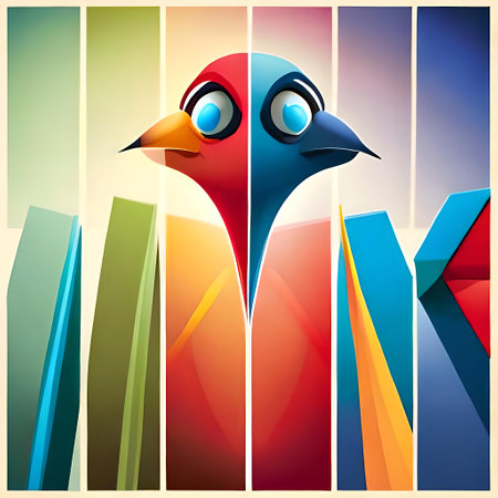 Funny bird with colorful background. Vector illustration. Eps 10.の素材
