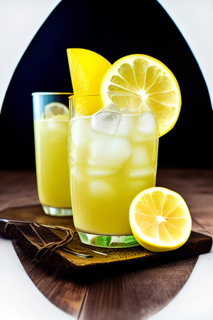 Close up Glass of Lime Soda beverage. Background for fresh  generated by AIの素材
