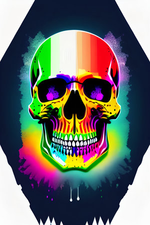 colorful skull generated by AIの素材