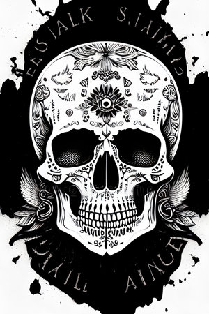 colorful skull generated by AIの素材