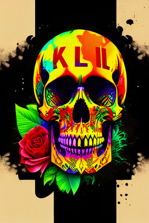 colorful skull generated by AIの素材