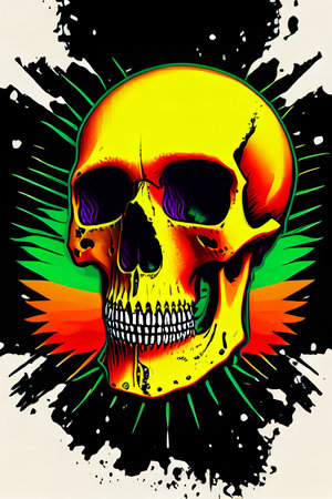 colorful skull generated by AIの素材