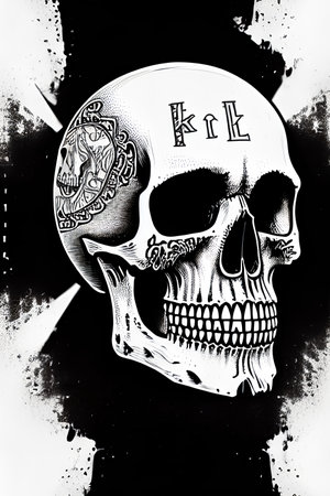colorful skull generated by AIの素材