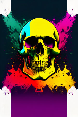 colorful skull generated by AIの素材