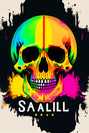 colorful skull generated by AIの素材