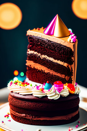 Birthday cake on a dark background. Shallow dof.の素材