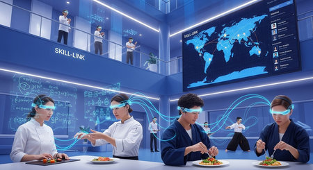 Conceptual image of business people using virtual reality headset in officeの素材