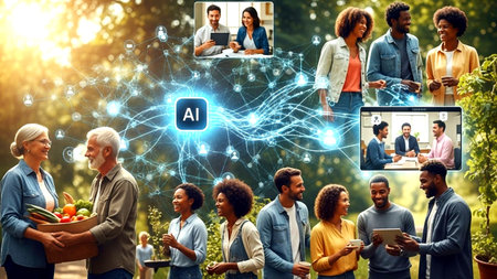 AI Learning and Artificial Intelligence Concept. Modern graphic interface showing machine learning and artificial intelligence technology for digital business strategy.の素材