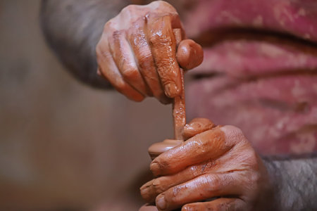 Pottery production, professional pottery, hookah bowl productionの写真素材