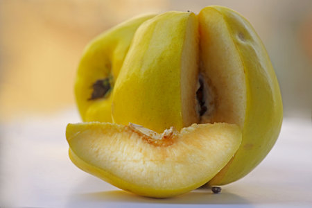 Natural quince on a white background.の写真素材
