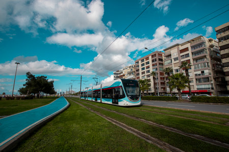 Turkey - Izmir - Photos of the trolley running on the AtaÅehir, alaybey line in KarÅÄ±yaka on January 14, 2021のeditorial素材