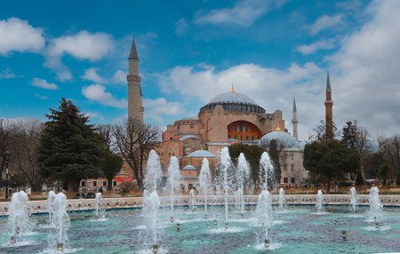 Istanbul - Turkey 25. February .2021 Byzantine emperor Justinian had it built. After the conquest of Istanbul in 1453, it was converted into a mosque by Fatih Sultan Mehmet. The Hagia Sophia Mosque.のeditorial素材