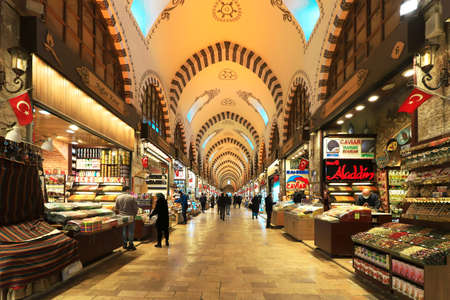 (Istanbul - Turkey 16.February.2021) Spice Bazaar. It is one of the oldest covered bazaars in Istanbul next to the new mosque in EminÃ¶nÃ¼.のeditorial素材