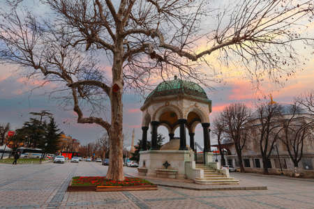 (Istanbul - Turkey 25 February 2021) German Fountain (Deutsche Brunnen) in Sultanahmet Square. German Emperor II. It is a gift from Wilhelm made in Istanbul. Alma mounted to Turkey.のeditorial素材
