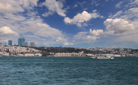 (Istanbul - Turkey 15 February 2021) Istanbul Strait and passenger ferries.のeditorial素材