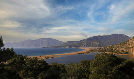Iztuzu Beach view from Hill in Dalyan of Turkeyの写真素材