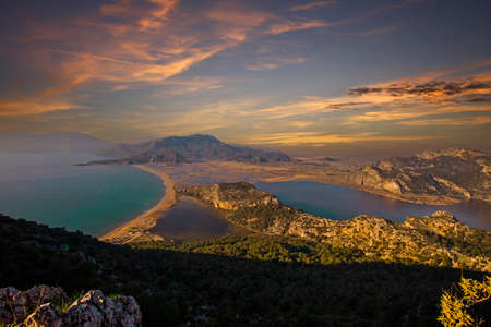 Iztuzu Beach view from Hill in Dalyan of Turkeyの写真素材