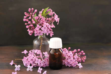 Soothing essential oil, lilac flower oil.の写真素材