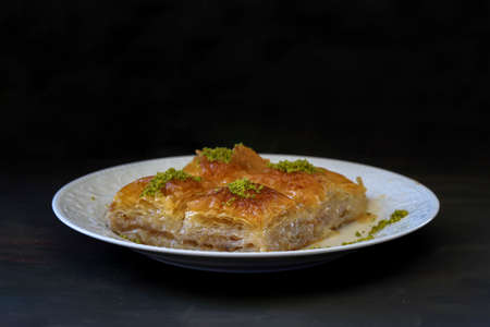 walnut, pistachio turkish style antep baklava presentation and service
