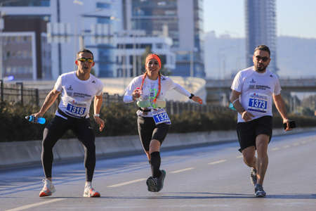 AltÄ±nyol - Izmir - Turkey, April 11, 2021, photomarathon 45 km runners.のeditorial素材