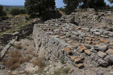 Ãanakkale - Turkey 01.July.2021 View from the archaeological site of Troy or Ilion. An ancient Greek city in Asia Minor known from the Greek Homer, who described the first Greek civil war recorded inのeditorial素材