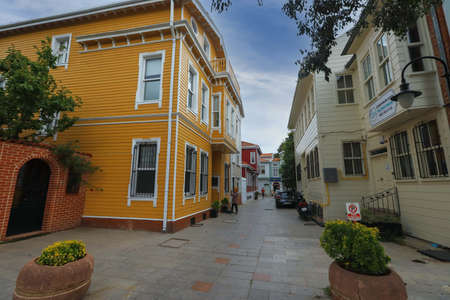 Istanbul Turkey. September 29, 2021. Street and colorful house photos in EyÃ¼psultan district.のeditorial素材