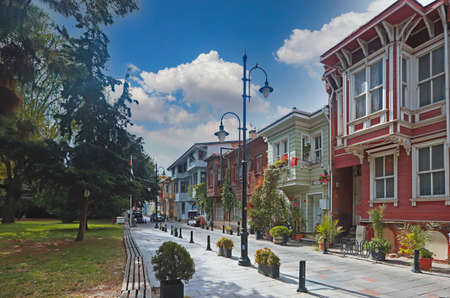 Istanbul Turkey. September 29, 2021. Street and colorful house photos in EyÃ¼psultan district.のeditorial素材