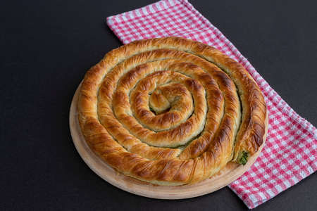 Turkish Tray Boregi, Round Borek, Tray pastry (Turkish name; Roll Borek)の写真素材