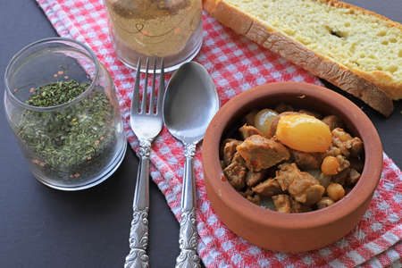 Traditional Turkish meal with delicious meat; onion stew with meat (Turkish name; onion stew, roast...