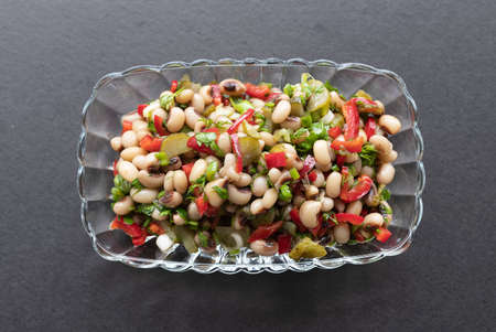 Red Pepper, Pickled Cucumber, Fresh Onions Dried Black-eyed Bean Saladの写真素材