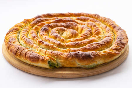 Turkish Tray Boregi, Round Borek, Tray pastry (Turkish name; Roll Borek)の写真素材