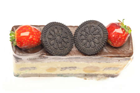 strawberry cake isolated on white backgroundの写真素材