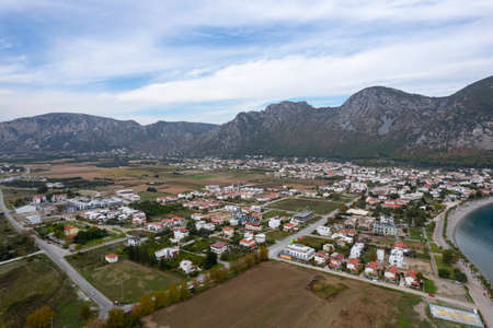 Aerial exposure photo of Ãren beach with drone in MuÄla city of Turkey.の写真素材