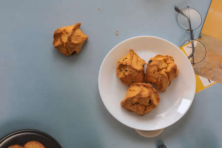 Homemade oatmeal cookies with raisins