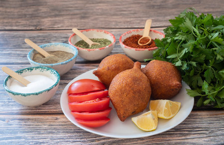 Kibbeh is a popular dish in Middle Eastern cuisine (Turkish name; icli kofte)の写真素材