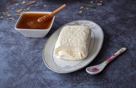 Cream (butter cream) and pine honey for Turkish breakfastの写真素材
