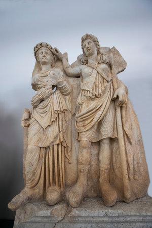 AydÄ±n,Turkey - October 30, 2022: Aphrodisias Ancient City Museum; Sculptures from the Hellenistic...