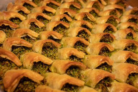 Turkish dessert, pistachio cone ÅÃ¶biyet dessertの写真素材