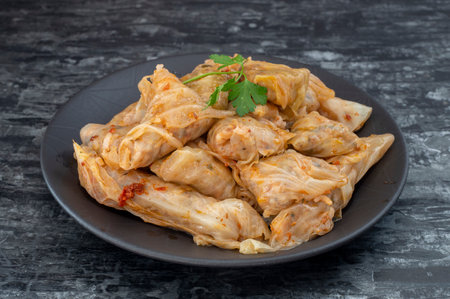 Cabbage Sarma, Turkish traditional food,a boiled cabbage leaf that is formed into a roll with a stuffing of riceの写真素材
