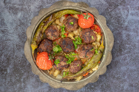 The famous dish of the Southeast Anatolian region, sogurme kebabの写真素材