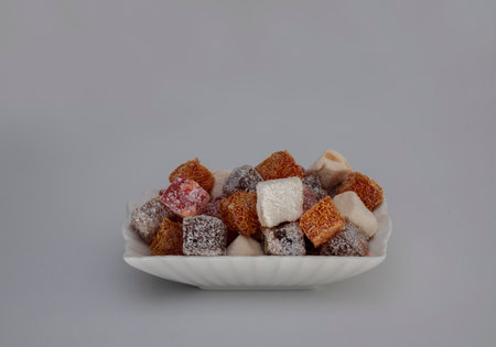 Turkish delights in a variety of colorful flavorsの写真素材