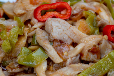 Oyster with tomato, pepper, garlic, poplar mushroom dishの写真素材