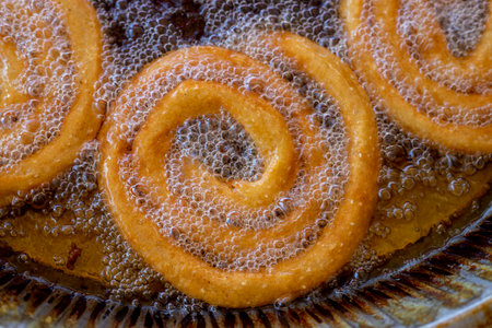 Sesame ring dessert fried in oil.