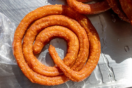 Sesame ring dessert fried in oil.