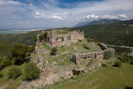 old castle; Yogurtcu Castle, Manisa - Turkeyの写真素材