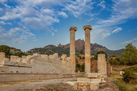 The Temple of Artemis at Sardis, the fourth largest temple of the Ionic order in the world, is an ancient temple on the western slopes of the acropolis, below Mount Tmolos.の写真素材
